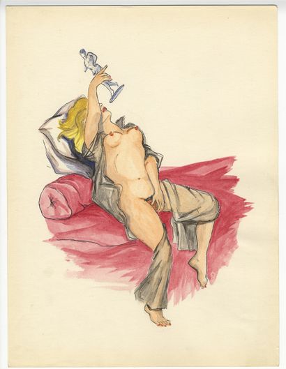 null [Unidentified Artist] Accessoires du plaisir, circa 1950. 3 ink and watercolour...
