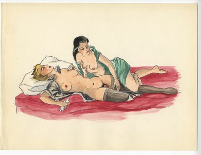 null [Artiste non identifié]. Accessoires du plaisir, vers 1950. 3 dessins à l'encre...