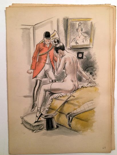 null André COLLOT (1897-1976). 18 original drawings in coloured pencil and watercolour,...