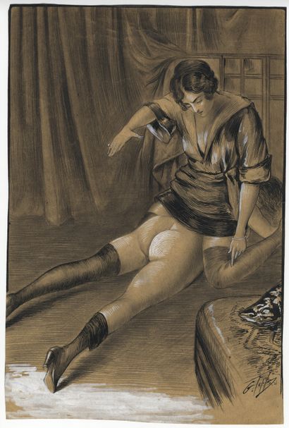 null Gaston SMIT, Georges TOPFER. Scene of flogging and domination, circa 1925. Original...