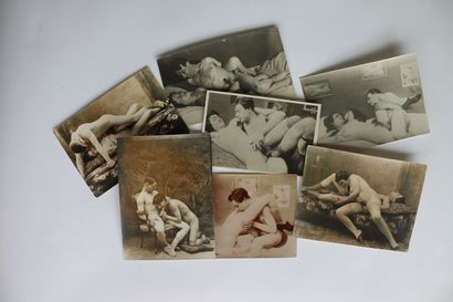 null [Unidentified photographer] Couples in intimacy, circa 1900. 7 period silver...