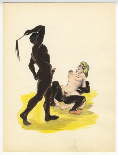 null [Unidentified Artist] Fantasies of a blonde, circa 1950. 7 ink and watercolour...