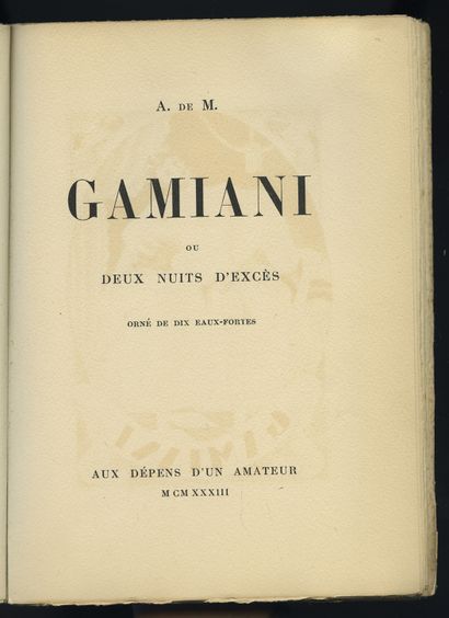 null [Alfred de MUSSET - André COLLOT] A. de M. Gamiani ou deux nuits d’excès, orné...