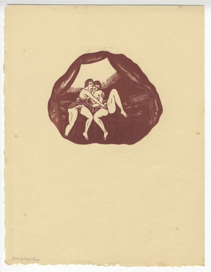 null [3 CONTINUES - 34 FLOORS] [Jean-Gabriel DARAGNÈS]. 7 wood engraved in bistre,...