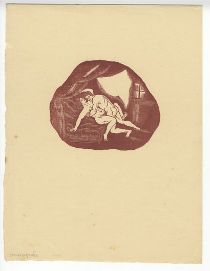 null [3 CONTINUES - 34 FLOORS] [Jean-Gabriel DARAGNÈS]. 7 wood engraved in bistre,...