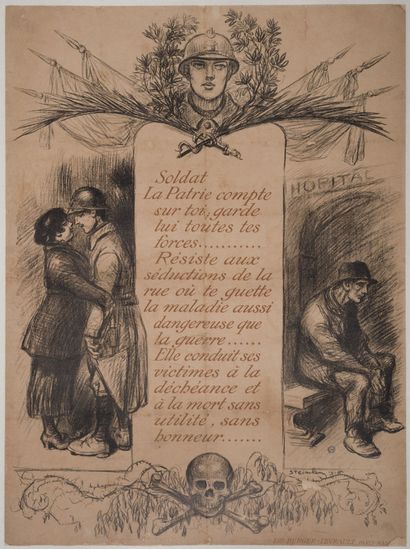 null [PROSTITUTION] Theophilus Alexandre STEINLEN. Soldiers, the Fatherland is counting...