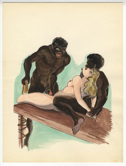 null [Unidentified Artist] Fantasies of a blonde, circa 1950. 7 ink and watercolour...