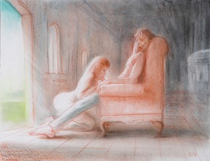 null Javier GIL (born 1961). L'Homme assis dans le couloir, circa 1995. 7 colour...