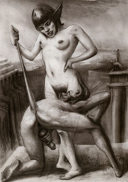 null Javier GIL (né en 1961). Les Sataniques, 1997. Dessin au crayon, 150 x 120 ...