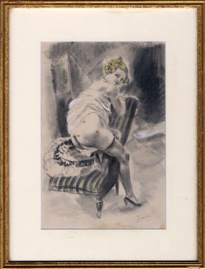 null Louis BERTHOMMÉ SAINT-ANDRÉ (1905-1977). Les Taches, circa 1930. Black pencil...