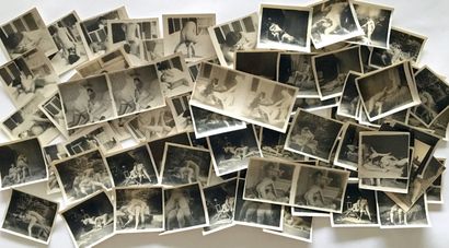 null [Unidentified photographers] Pornographic scenes, ca. 1930. 73 period silver...