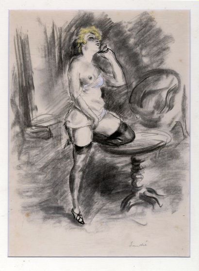 null Louis BERTHOMMÉ SAINT-ANDRÉ (1905-1977). Les Taches, vers 1930. Crayon noir...