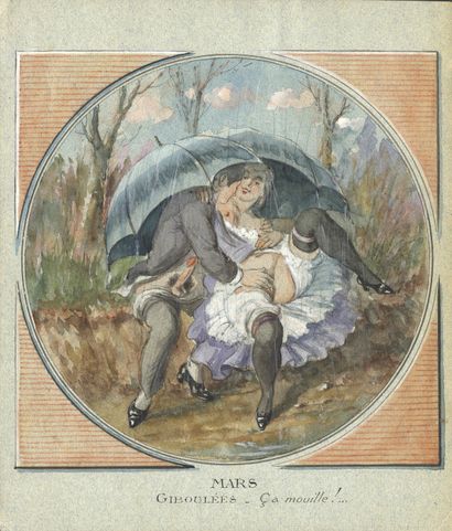 null [Unidentified Artist] Mars. [Sniffles] - It's wet!..., early 20th century. Watercolour...