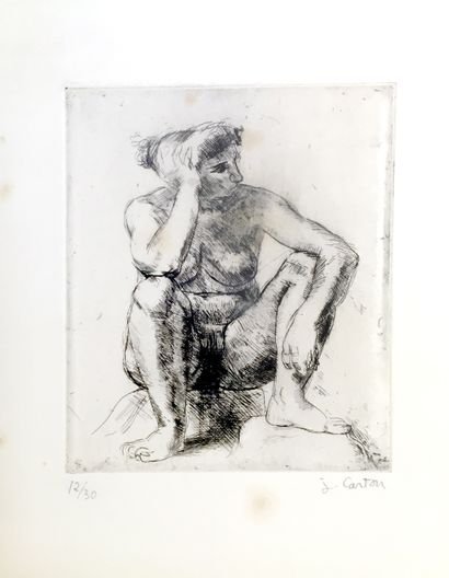 null Jean Maurice CARTON (1912-1988). La Pensive, 20th century. Etching, the sheet...