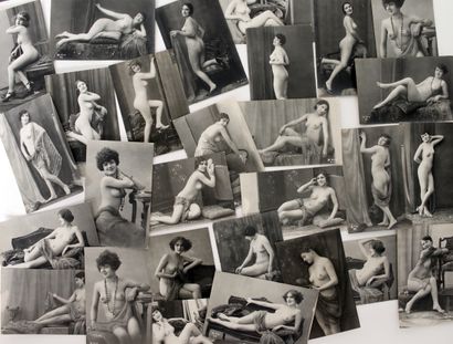 null B. M.V. Nude studies, ca. 1930. 54 period silver proofs, postcard format, 14...
