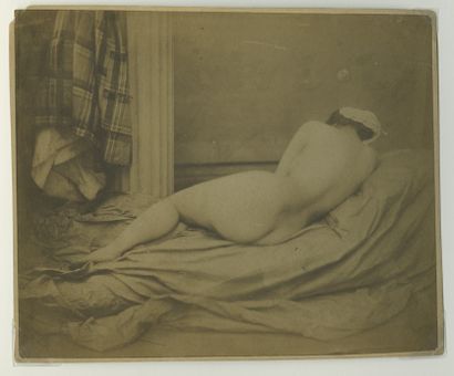 null Auguste BELLOC (1800-1867). Elongated female nude, circa 1855. Original period...