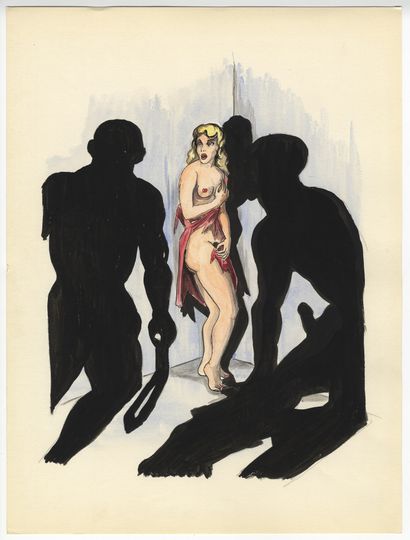 null [Artiste non identifié]. Fantasmes d'une blonde, vers 1950. 7 dessins à l'encre...