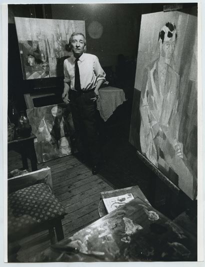 null Daniel RAVEL (1915-2002), peintre. Épreuve argentique d'époque, 23 x 18 cm....