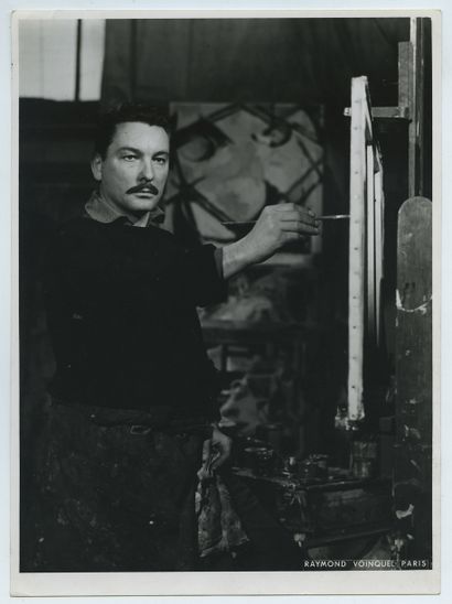 null Jean-Marie CALMETTES (1918-2007),  peintre et sculpteur. Épreuve argentique...