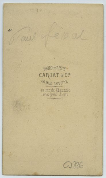 null Paul FÉVAL (1816-1887), écrivain français. Épreuve d'époque sur papier albuminé,...