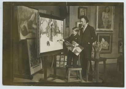 null André RATOUCHEFF (1903-1982), peintre. Épreuve argentique d'époque, 9 x 13 cm....