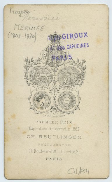 null Prosper MÉRIMÉE (1803-1870), écrivain, historien et archéologue. Épreuve d'époque...