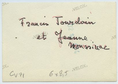 null Francis JOURDAIN (1876-1958), peintre, designer et dessinateur, et Jeanne MOUSSINAC....