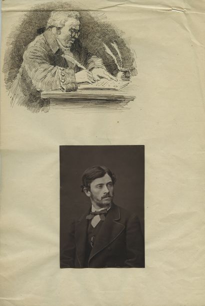 null Henri PILLE (1844-1897), peintre et illustrateur. Photoglyptie d'époque, 12...