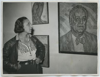 null Marie-Louise SIMARD (1886-1963) peintre. Épreuve argentique d'époque, 13 x 17...