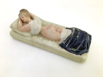 null The Waiting, circa 1900. St. Petersburg porcelain biscuit, 14 x 6 cm, height...