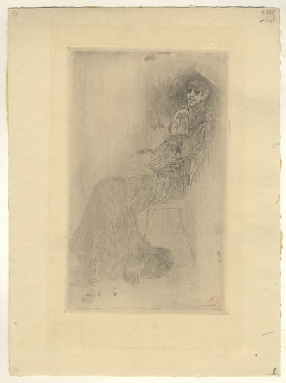 null Félicien ROPS. The one who does "the one who reads Musset", 1879. Etching, covered...