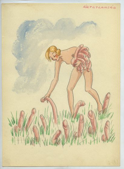 null TABOR]. Eros Panoptima, ca. 1930. 25 watercolor drawings including the title,...
