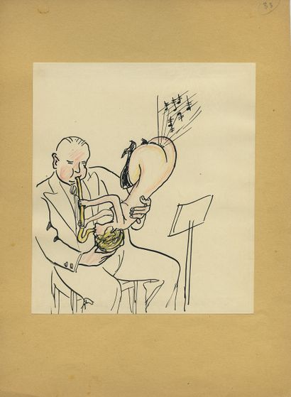 null Henrik MAJOR (1895-1948). Musiciennes et musiciens, vers 1930. 10 encres et...