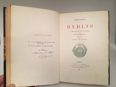 null Pierre LOUŸS. Byblis. Paris, Ferroud, 1901. In-8 of 46 pages plus catalogue,...