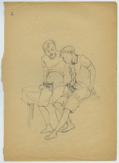 null [Artiste hongrois non identifié]. Complicités , vers 1930. 19 dessins au crayon,...