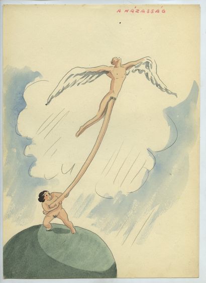 null [TABOR]. Eros Panoptima, vers 1930. 25 dessins à l’aquarelle dont le titre,...