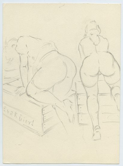 null [Gert GAGELMANN (actif en 1940-1950)]. Environ 90 esquisses au crayon, dessins...