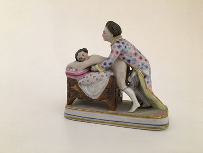 null Unidentified German artist] Marital scene, 19th century. Dresden porcelain biscuit,...