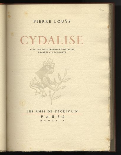 null Pierre LOUŸS - Jean TRAYNIER]. Cydalise. With original etched illustrations....