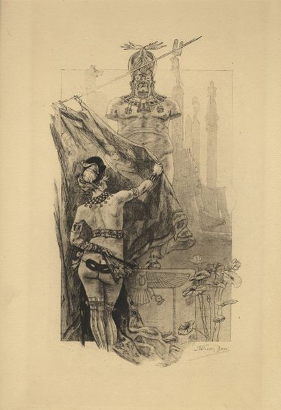 null Félicien ROPS. The Modesty of Sodom, large plate. Etching on Holland laid paper...