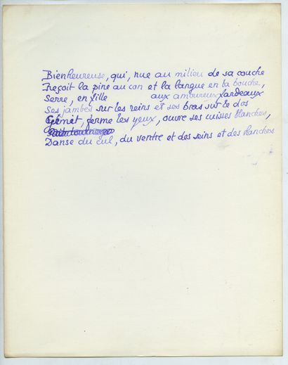 null Pierre LOUŸS. La Bohémienne et divers, vers 1900. 5 feuillets manuscrits à l’encre,...