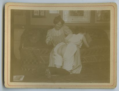 null 
Unidentified Photographers]. Spanking scenes, circa 1900. 29 albumen prints,...