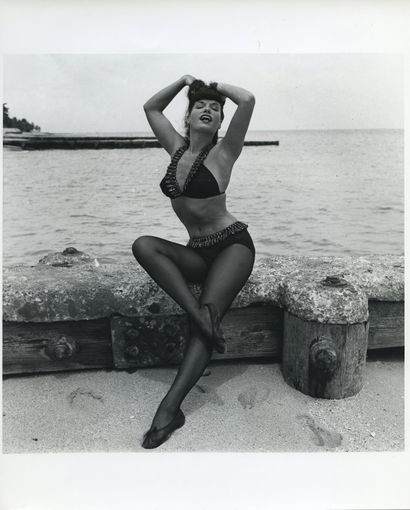 null Bunny YEAGER. Betty Page on the beach in Miami, Florida, circa 1955. 50 later...