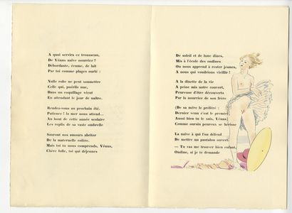null [ROJAN] Raymond RADIGUET. Vers libres, Champigny, au panier fleuri [1935]. In-4...