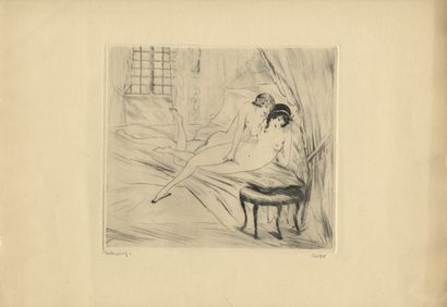 null ALDO. Radiening [Femmes entre elles], vers 1925. 10 gravures, 44 x 34 cm. Chacune...