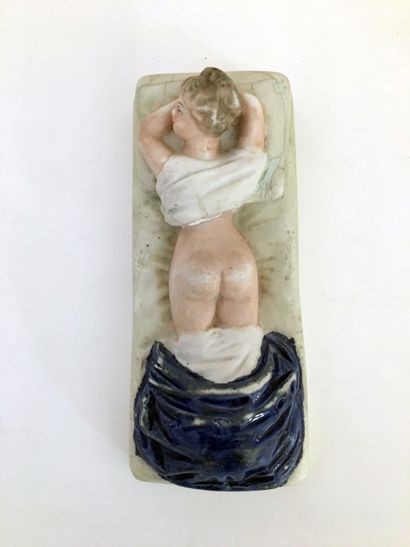 null The Waiting, circa 1900. St. Petersburg porcelain biscuit, 14 x 6 cm, height...