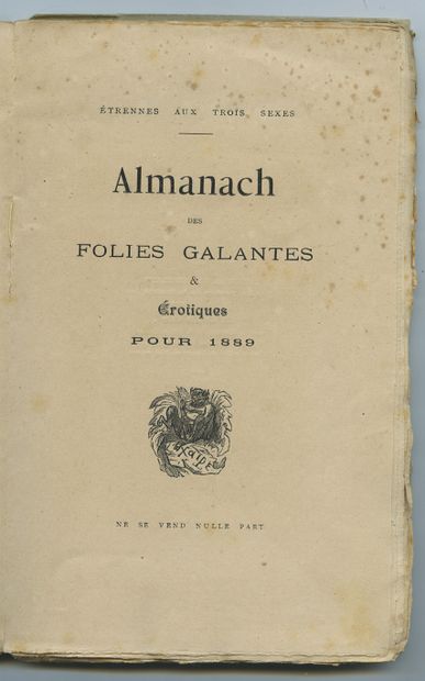null CURIOSA. Almanac of gallant and erotic follies for 1889. Strings to the three...
