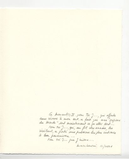 null Henri MACCHERONI. Moment(s) III, 2001. In-folio de 38 feuillets, 32,5 x 27 cm,...