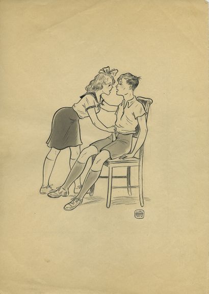 null Austrian artist, monogram not identified]. Couples, ca. 1930. 4 original inks,...
