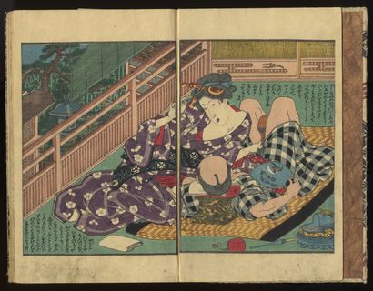 null JAPON. SHUNGA. KUNISADA I (1786-1864) ou Utagana KUNISADA II (1823-1880), attribuable...